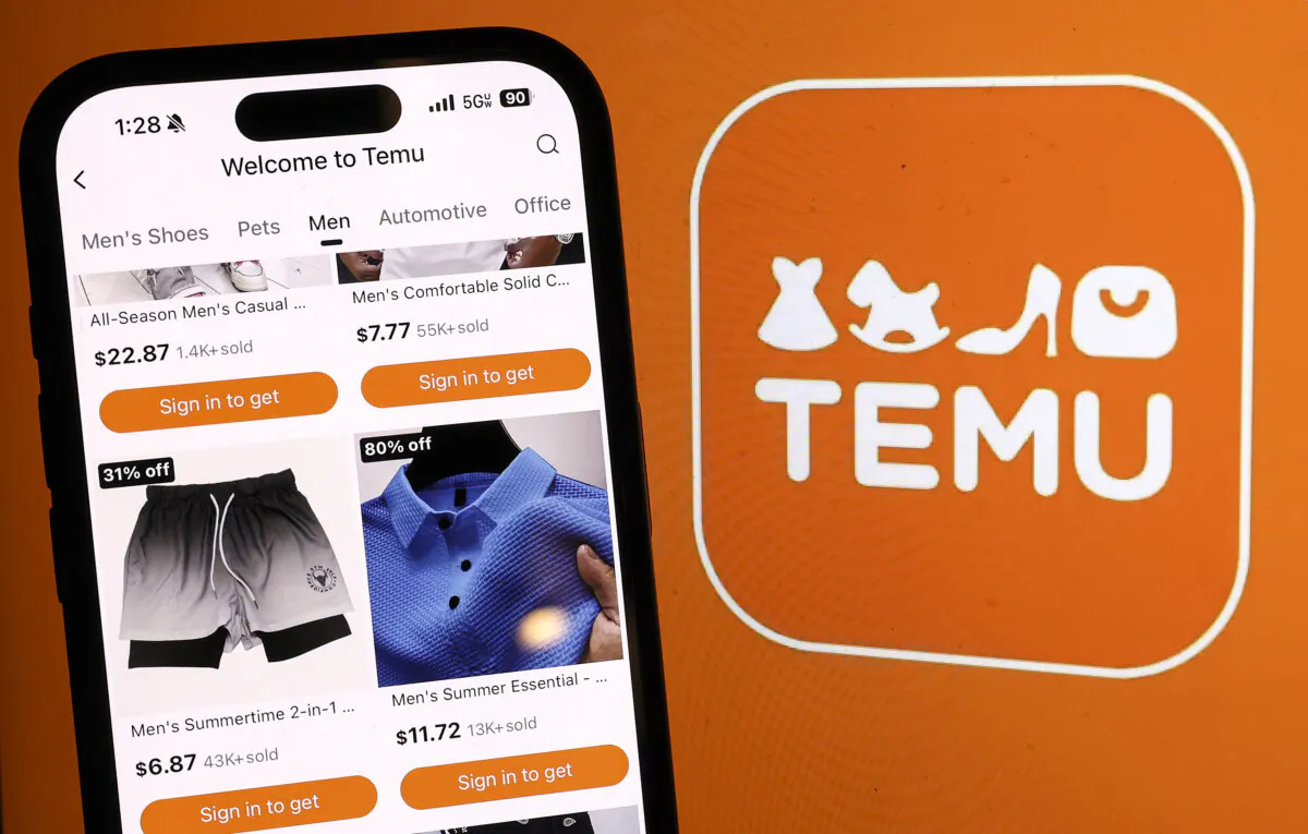 The Temu logo is displayed on a laptop in San Anselmo, Calif., on Feb. 26, 2024. (Illustration by Justin Sullivan/Getty Images)