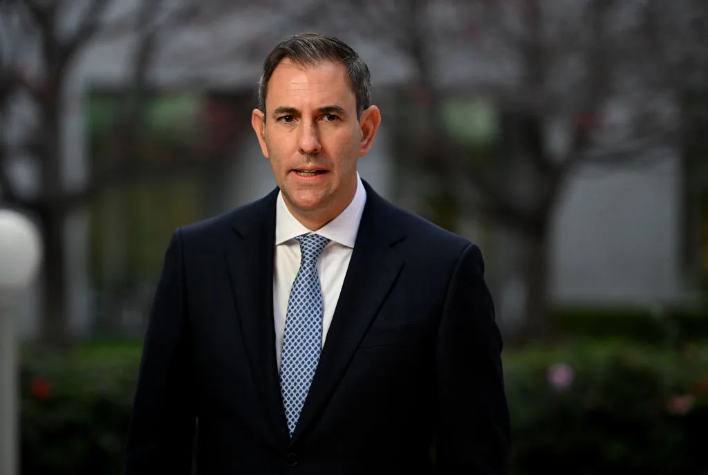 Treasurer of Australia Jim Chalmers MP during post budget media interviews at Parliament House in Canberra, Australia, on May 15, 2024. (Tracey Nearmy/Getty Images)