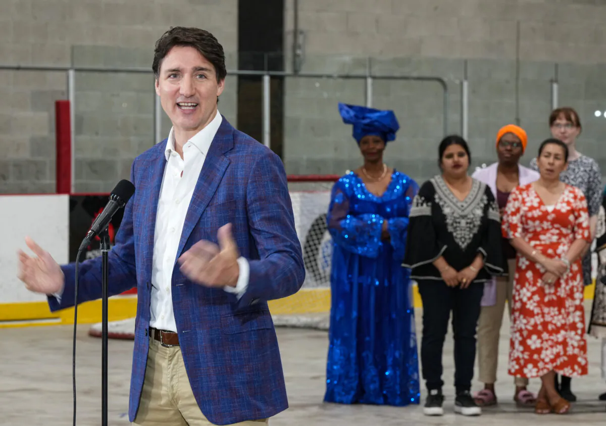 Prime Minister Justin Trudeau announces a federal investment of $33 million to support three community infrastructure projects in Montreal on July 3, 2024. (The Canadian Press/Christinne Muschi)