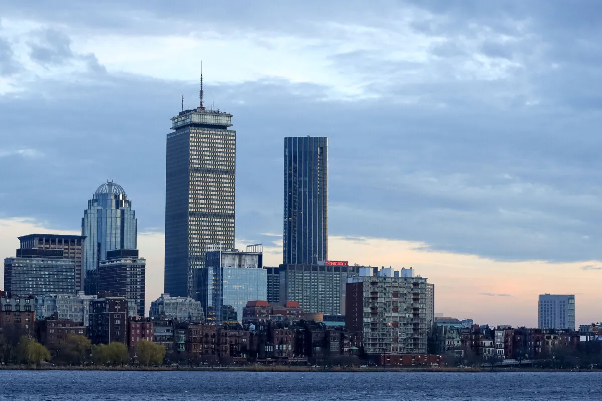 The Prudential Center and the city skyline in Boston on March 20, 2020. (Maddie Meyer/Getty Images)