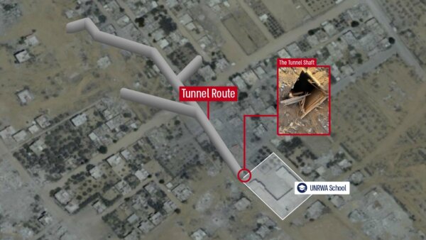 Map of tunnel system found in southern Gaza
