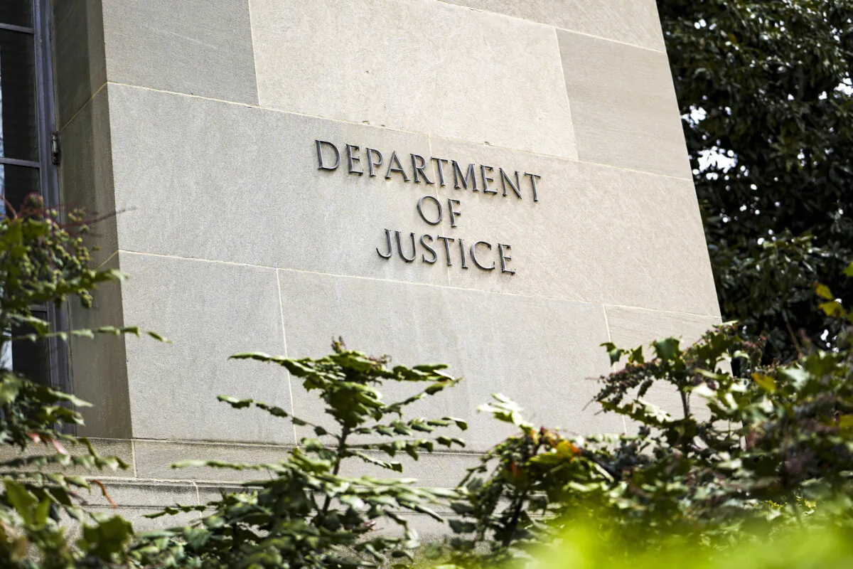 The Department of Justice building in Washington on March 28, 2023. (Madalina Vasiliu/The Epoch Times)