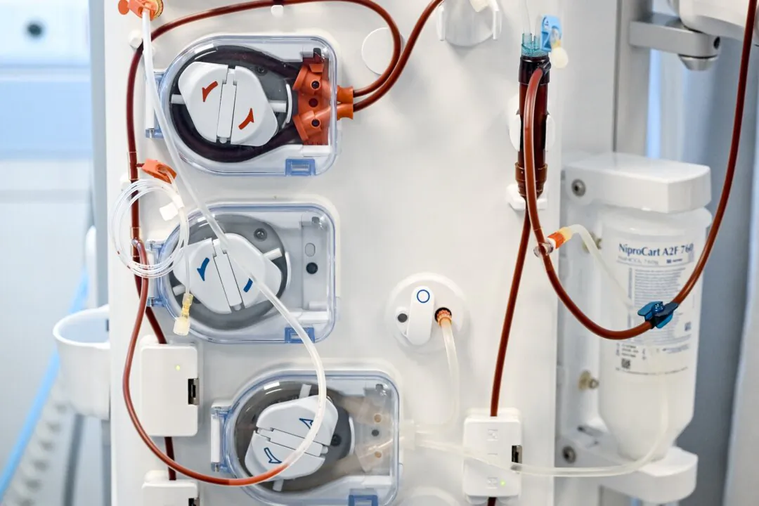 A dialysis machine is seen at the artificial kidney department at a hospital in Bonheiden, Belgium, on Aug. 17, 2023. (Dirk Waem/Belga Mag/AFP via Getty Images)
