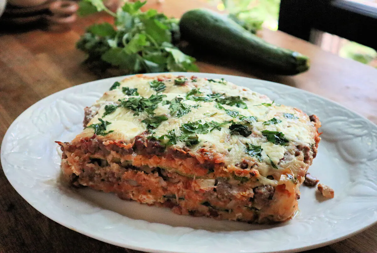 With a loaf pan and some sauce, it's easy to turn summer's zucchini into a cheesy lasagna. (Gretchen McKay/Post-Gazette)
