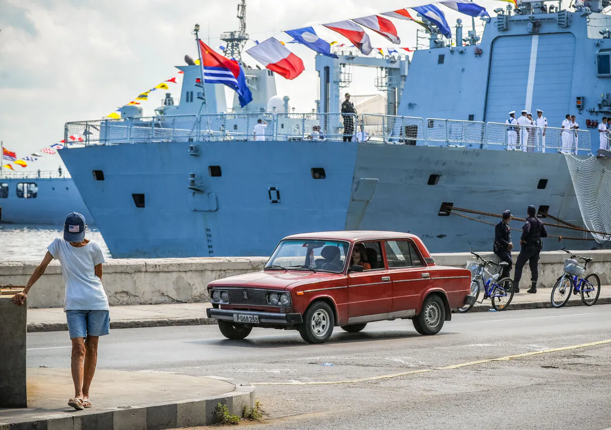 Chinese Navy ship Type 054A frigate 548 Yiyang moors at the port of Havana on Nov. 10, 2015. (Yamil Lage/AFP via Getty Images)