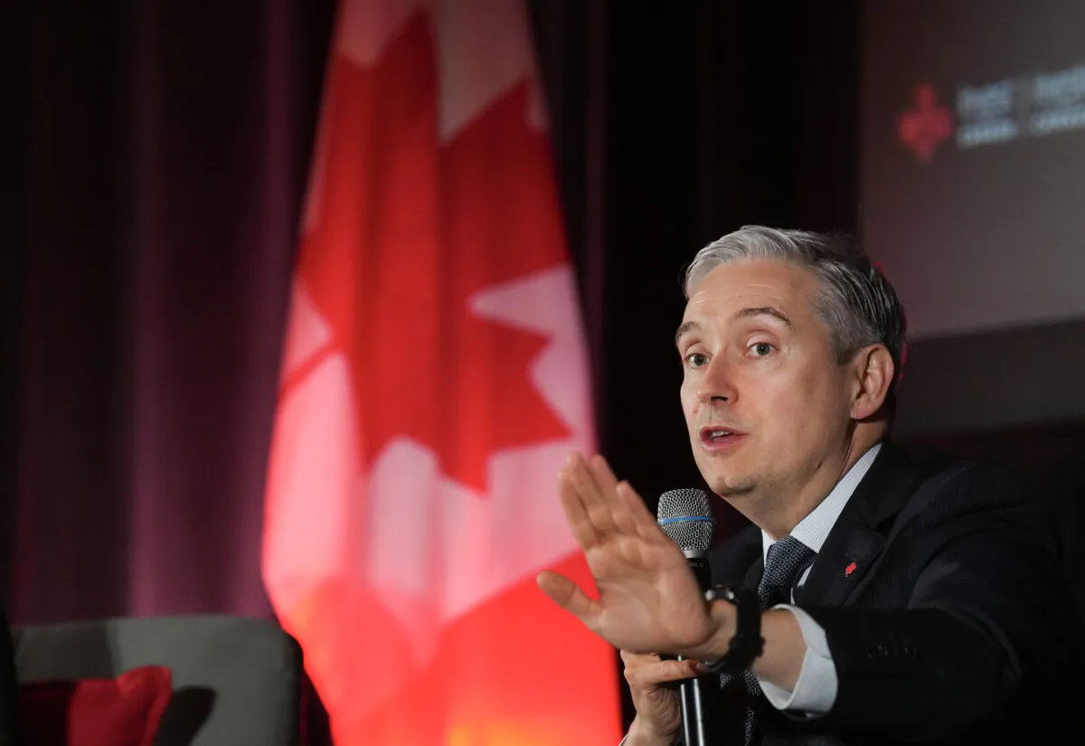 François-Philippe Champagne, minister of innovation, science and industry speaks at the Prospectors and Developers Association of Canada (PDAC) conference in Toronto, March 6, 2023. (The Canadian Press/Nathan Denette)