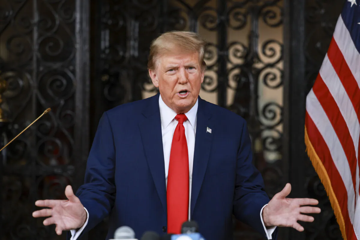 Former President Donald Trump at Mar-a-Lago on in Palm Beach, Fla., on Feb. 8, 2024. (Joe Raedle/Getty Images)