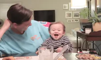 Baby Makes Funny Faces While Sitting at Dinner Table Making Everyone Laugh Out Hard