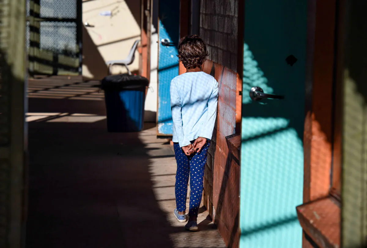 A child is seen at the Alice Springs Women's Shelter, in Australia, on May 27, 2016. (AAP Image/Dan Peled)