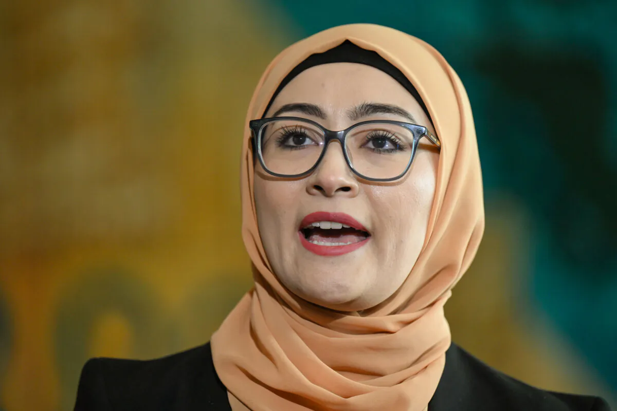 Former Labor Senator Fatima Payman, now an independent for Western Australia, speaks to the media during a press conference at Parliament House in Canberra, Australia on July 4, 2024. (AAP Image/Lukas Coch)