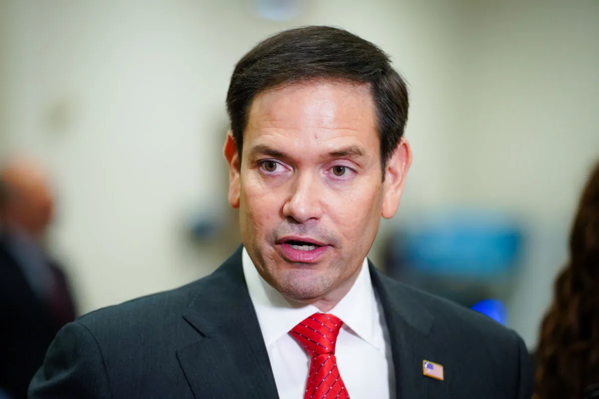 Sen. Marco Rubio (R-Fla.) speaks during a press conference in the U.S. Capitol in Washington on July 11, 2023. (Madalina Vasiliu/The Epoch Times)