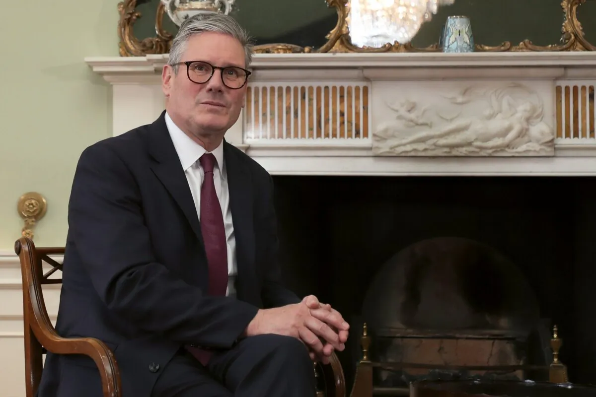 Prime Minister Keir Starmer (L) meets Scottish First Minister and SNP leader John Swinney (not in frame) during a visit to Edinburgh, Scotland, on July 7, 2024. (Scott Heppell/WPA Pool/Getty Images)