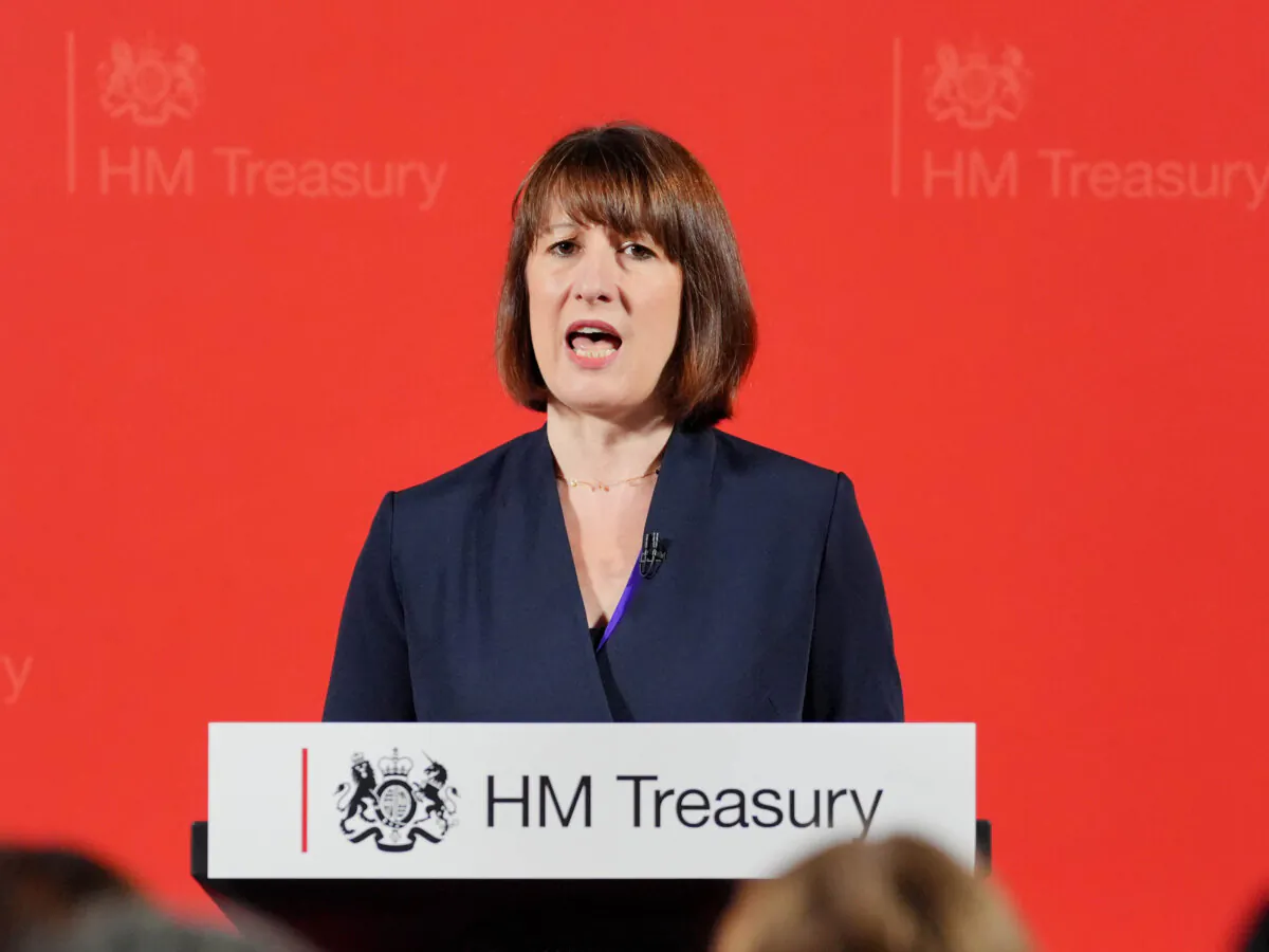 Chancellor Rachel Reeves giving a speech at the Treasury in London on July 8, 2024. (Jonathan Brady/PA Wire)