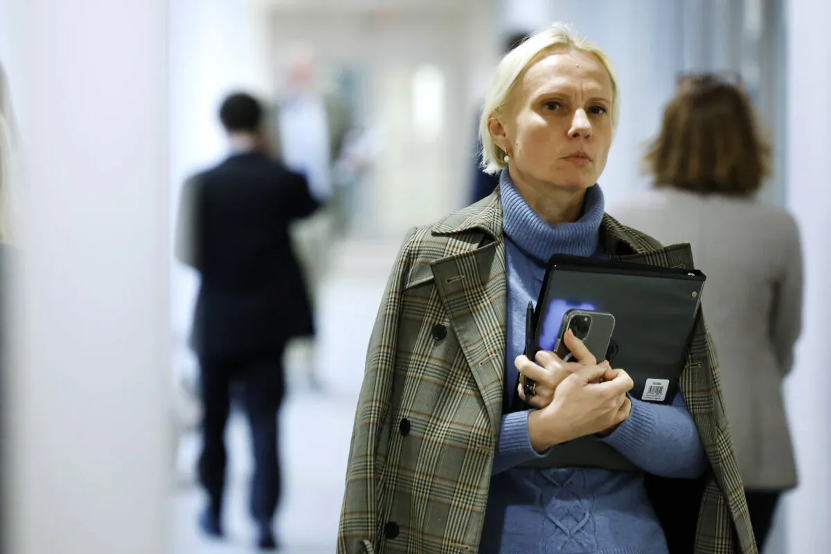 Rep. Victoria Spartz (R-Ind.) returns for a closed-door deposition with Hunter Biden, son of President Joe Biden, in the O’Neill House Office Building in Washington on Feb. 28, 2024. (Anna Moneymaker/Getty Images)