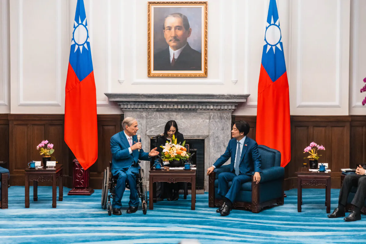 Texas Gov. Greg Abbott (L) meets with Taiwan President Lai Ching-te in Taipei, Taiwan, on July 7, 2024. (Office of the Texas Governor)