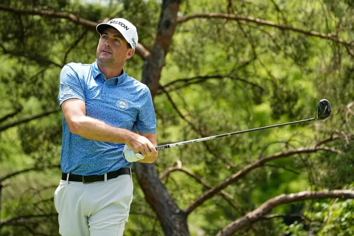 Keegan Bradley, named to captain the United States in the 2025 Ryder Cup, tees off during the Memorial Tournament in Dublin, Ohio, on June 8, 2024. (Adam Cairns/Columbus Dispatch via Field Level Media)