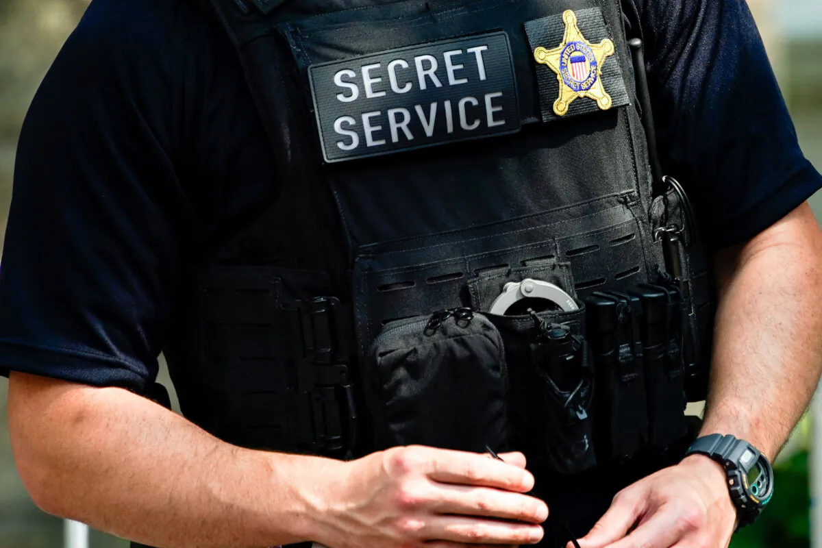 A secret service agent is stationed outside the funeral of Ivana Trump in New York on July 20, 2022. (Julia Nikhinson, File/AP Photo)