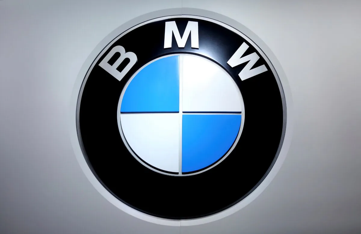 Logo of BMW at the Auto Expo in Greater Noida, near New Delhi on Feb. 8, 2018. (Altaf Qadri/AP Photo)
