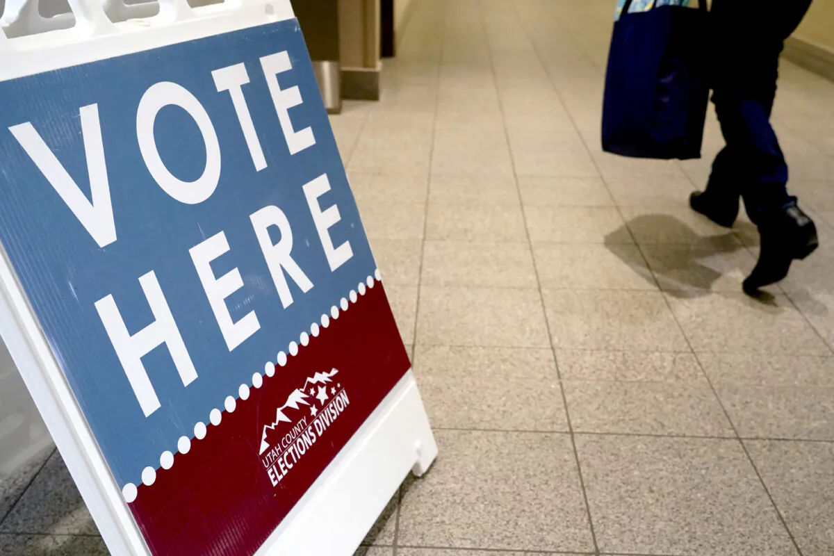 Voters enter a polling location on primary election day, in Provo, Utah, on March 5, 2024. (George Frey/AFP via Getty Images)