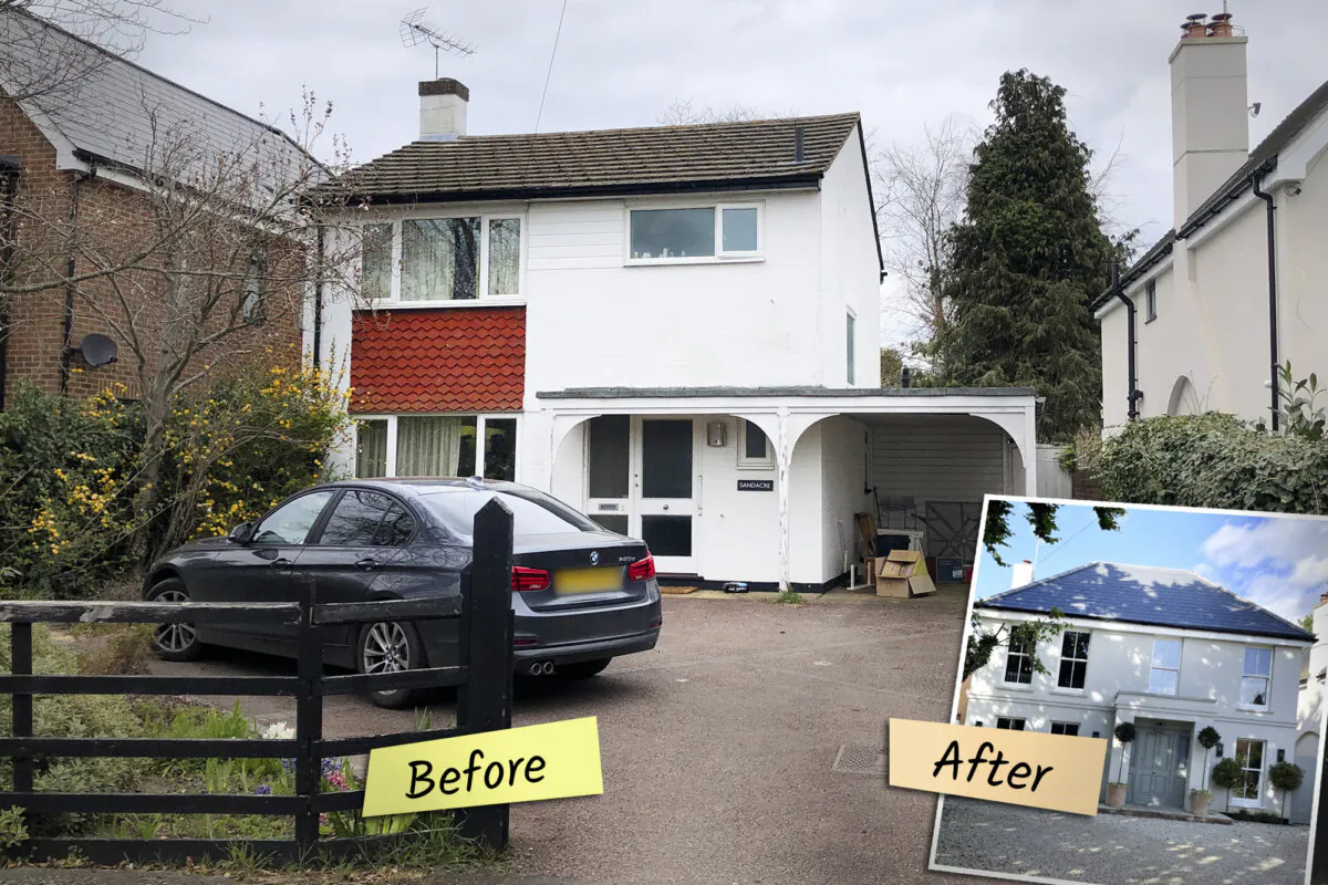 A 1970s house bought for 875,000 pounds underwent a remarkable renovation transformation. (Illustration by The Epoch Times, SWNS)