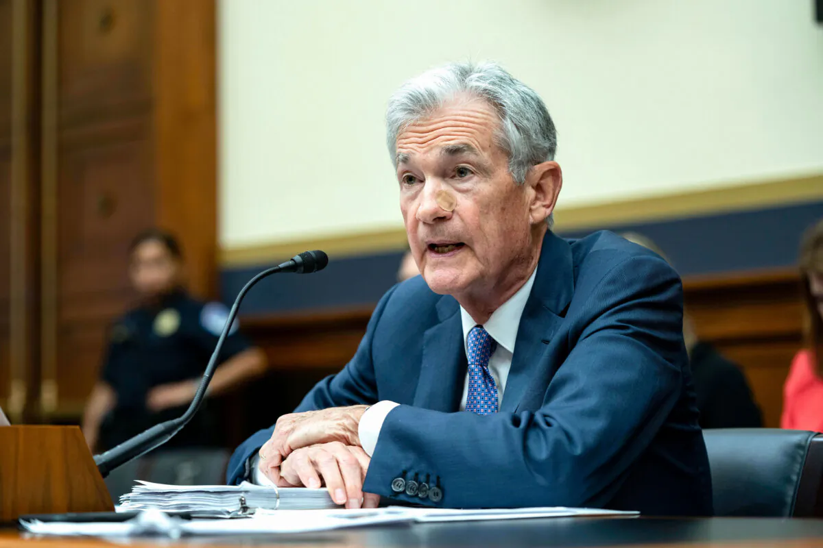 Chair of the Federal Reserve Jerome Powell speaks during a House Financial Services Committee hearing on the Federal Reserve’s Semi-Annual Monetary Policy Report at the U.S. Capitol in Washington on July 10, 2024. (Bonnie Cash/Getty Images)
