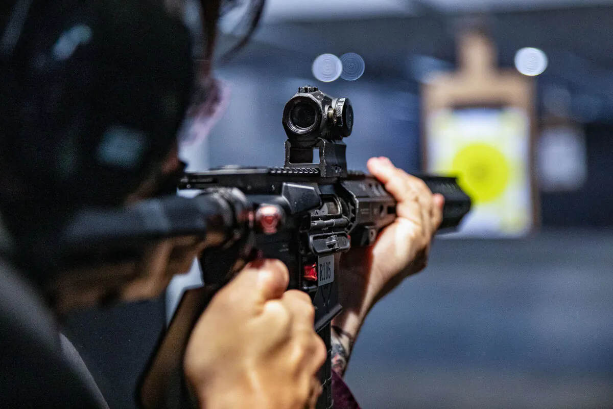 An AR-15 rifle at FT3 Tactical shooting range in Stanton, Calif., on May 3, 2021. (John Fredricks/The Epoch Times)