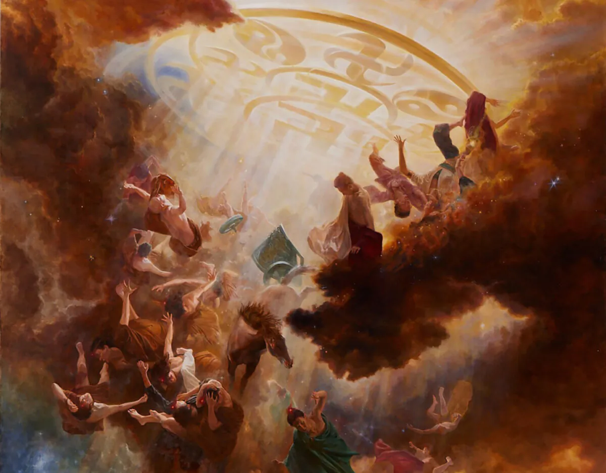 A detail from the right panel of "The Infinite Grace of Buddha" by Shao-Han Tsai. (NTD International Figure Painting Competition)