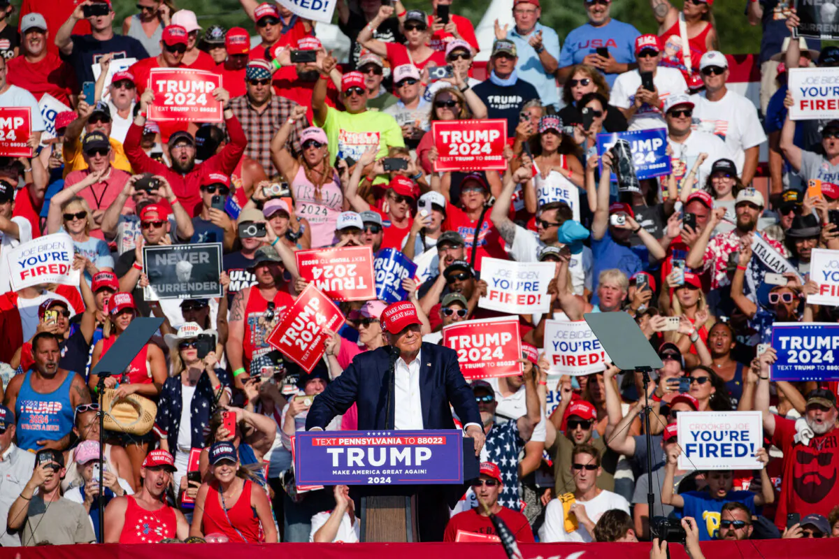 Former President Donald Trump speaks during a campaign campaign rally in Butler, Pa., on July 13, 2024. (Rebecca Droke/AFP via Getty Images)