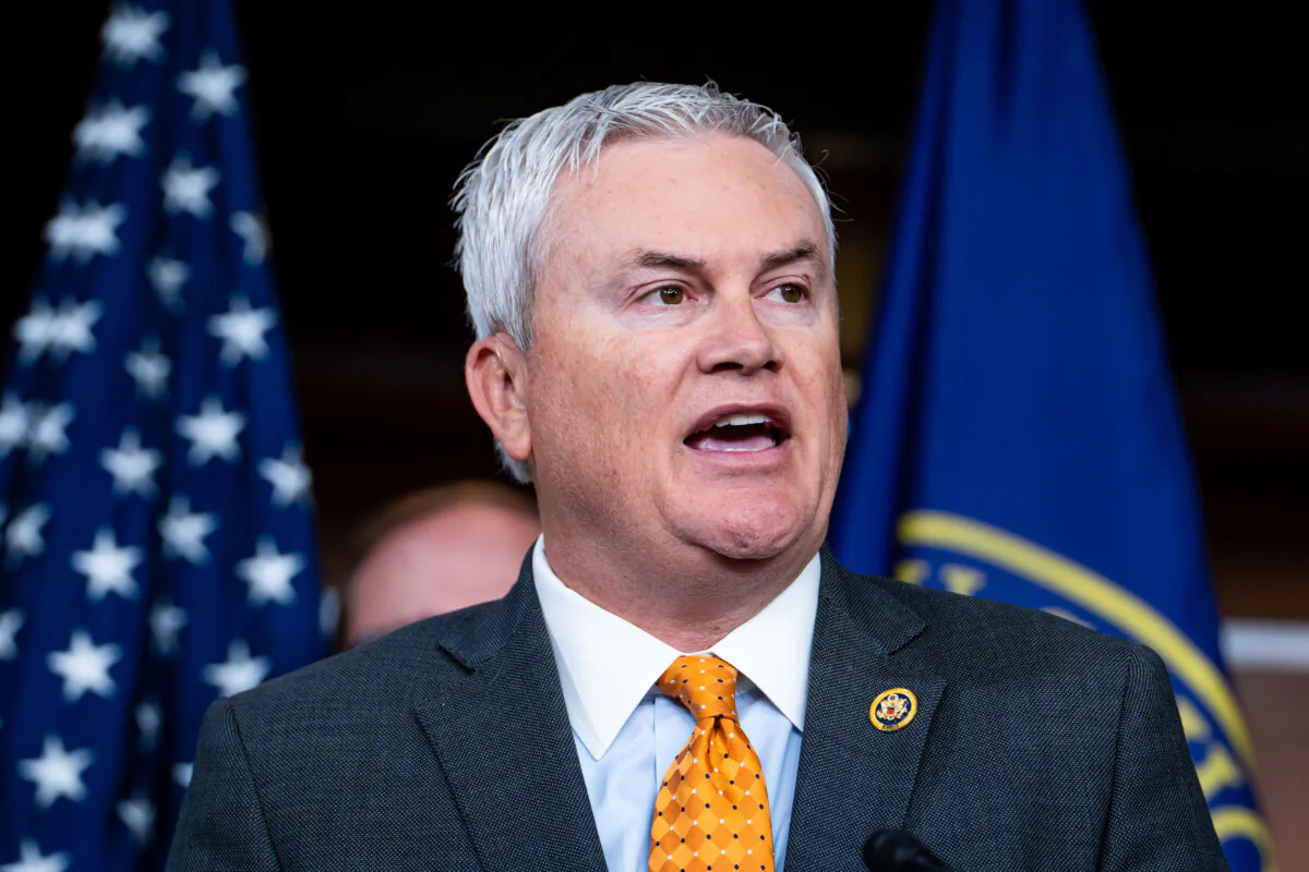 Rep. James Comer (R-Ky.) speaks during a press conference at the U.S. Capitol on April 30, 2024. (Madalina Vasiliu/The Epoch Times)
