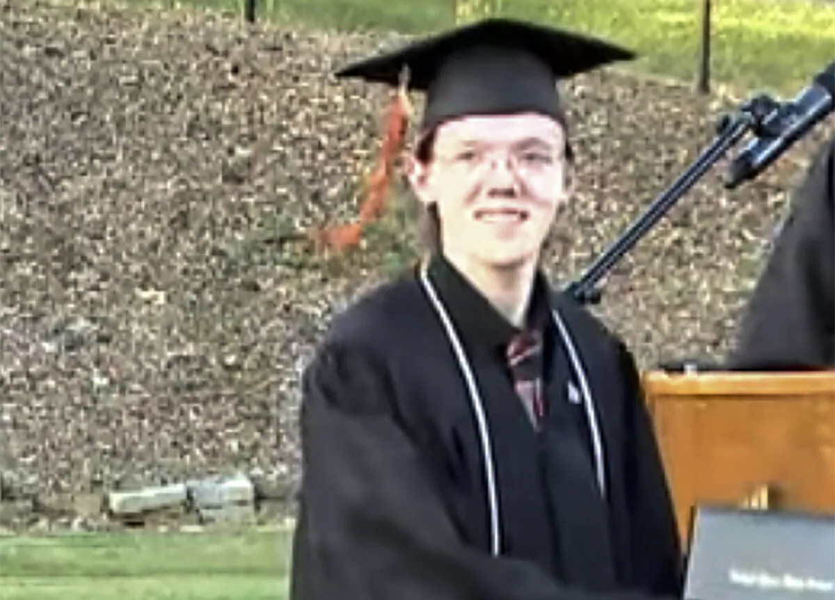 This image taken from video provided by the Bethel Park School District shows student Thomas Matthew Crooks in the 2022 Bethel Park High School Commencement in Bethel Park, Pa., on June 3, 2022. (Bethel Park School District via AP)