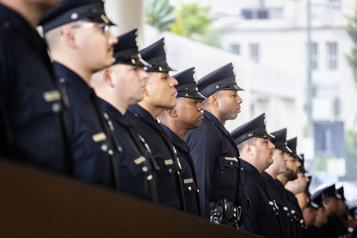 A file photo of police officers in Los Angeles on May 28, 2024. (John Fredricks/The Epoch Times)