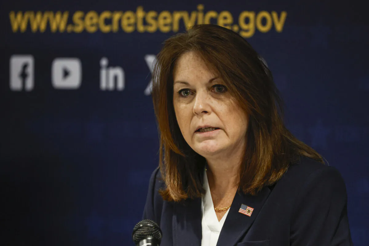U.S. Secret Service Director Kimberly Cheatle speaks during a press conference at the Secret Service's Chicago Field Office in Chicago on June 4 2024. (KAMIL KRZACZYNSKI/AFP via Getty Images)