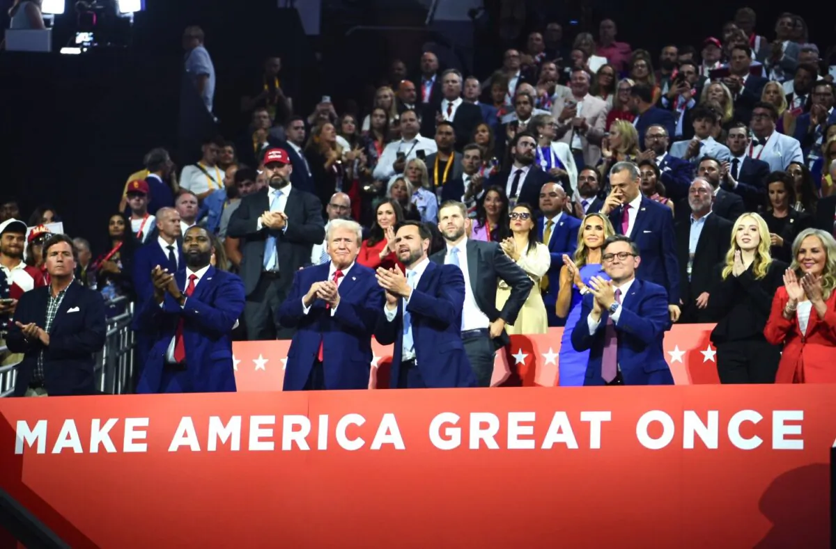 Former President Donald J. Trump arrives at the 2024 RNC in Milwaukee, Wis., on July 15, 2024. (Madalina Vasiliu/The Epoch Times)