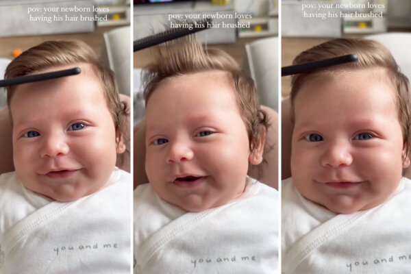 VIDEO: Baby Born With Full Head of Hair Loves Having His Hair Brushed—His Reaction Is Melting Hearts