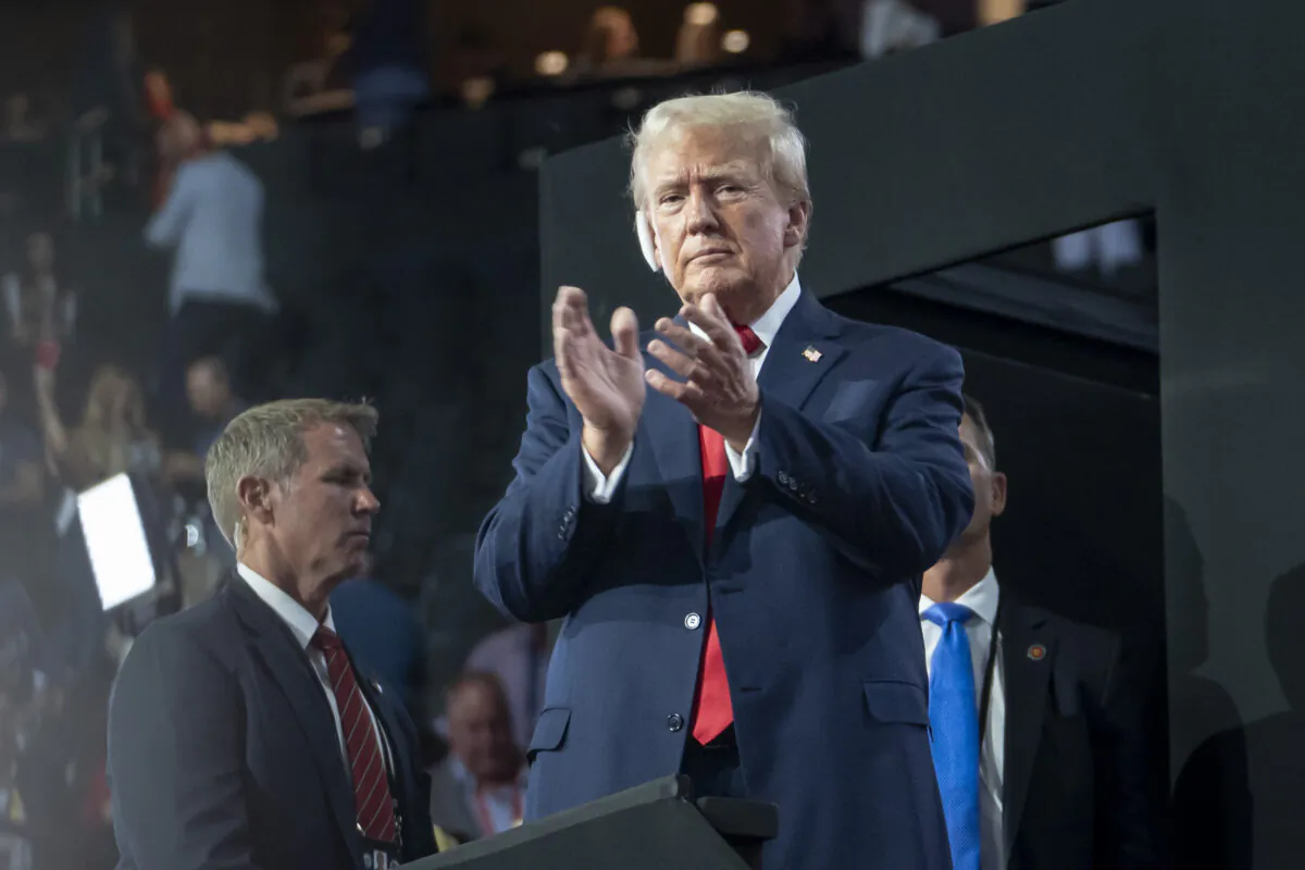 Republican candidate and former President Donald J. Trump attends the 2024 RNC in Milwaukee, Wis., on July 15, 2024. Trump makes his first public appearance since the attempted assassination. (Madalina Vasiliu/The Epoch Times)