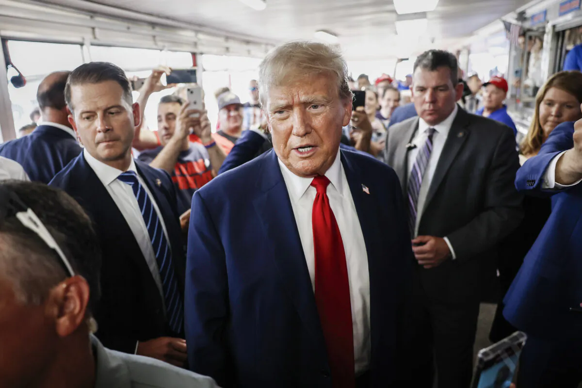 PHILADELPHIA, PENNSYLVANIA - JUNE 22: Republican presidential candidate, former U.S. President Donald Trump greets supporters at sandwich stop Tony and Nick's steaks on June 22, 2024 in Philadelphia, Pennsylvania. Trump will deliver remarks later today at a campaign rally at the Liacouras Center. (Photo by Anna Moneymaker/Getty Images)