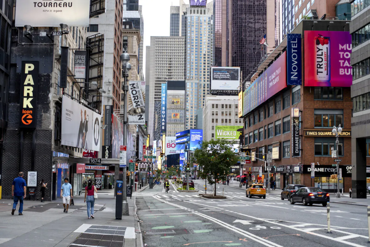 Times Square on Sept. 7, 2020 during pandemic's closure of businesses.(Allen.G/Shutterstock)