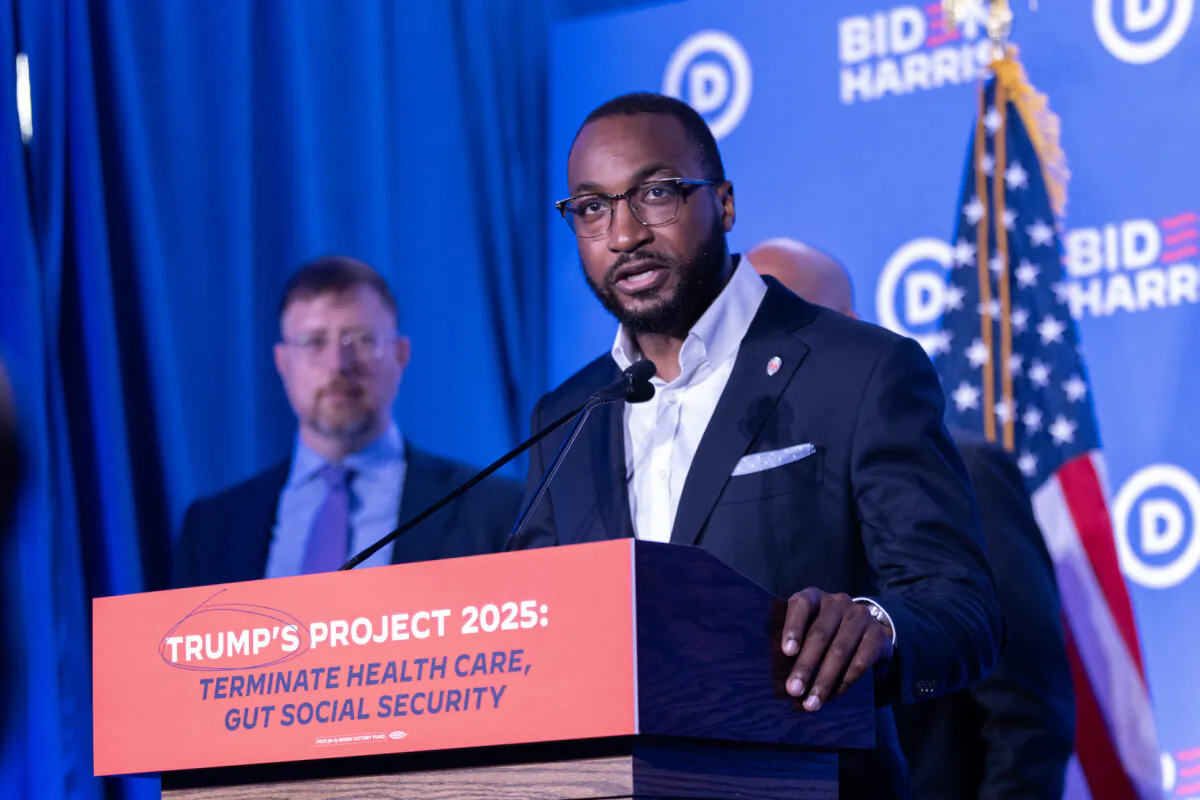 Principal Deputy Campaign Manager of the Joe Biden 2024 presidential campaign Quentin Fulks speaks at a Team Biden-Harris and DNC press conference in downtown Milwaukee on July 16, 2024. (Jim Vondruska/Getty Images)