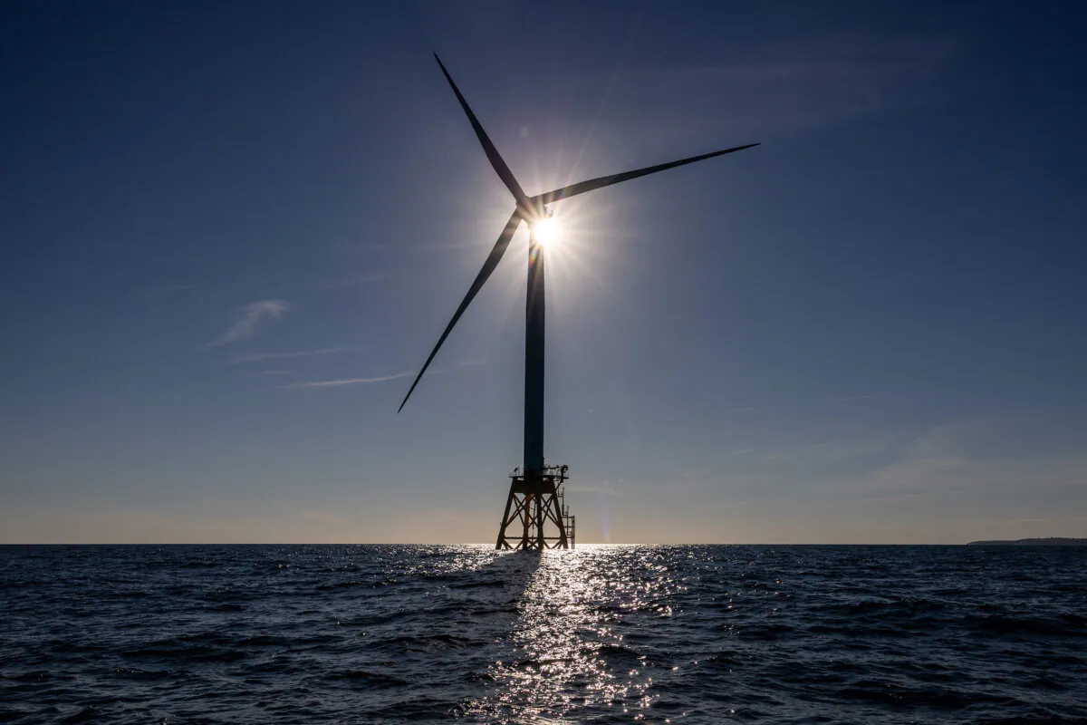 An undated file photograph of a wind turbine near Block Island, R.I., on July 7, 2022. (John Moore/Getty Images)