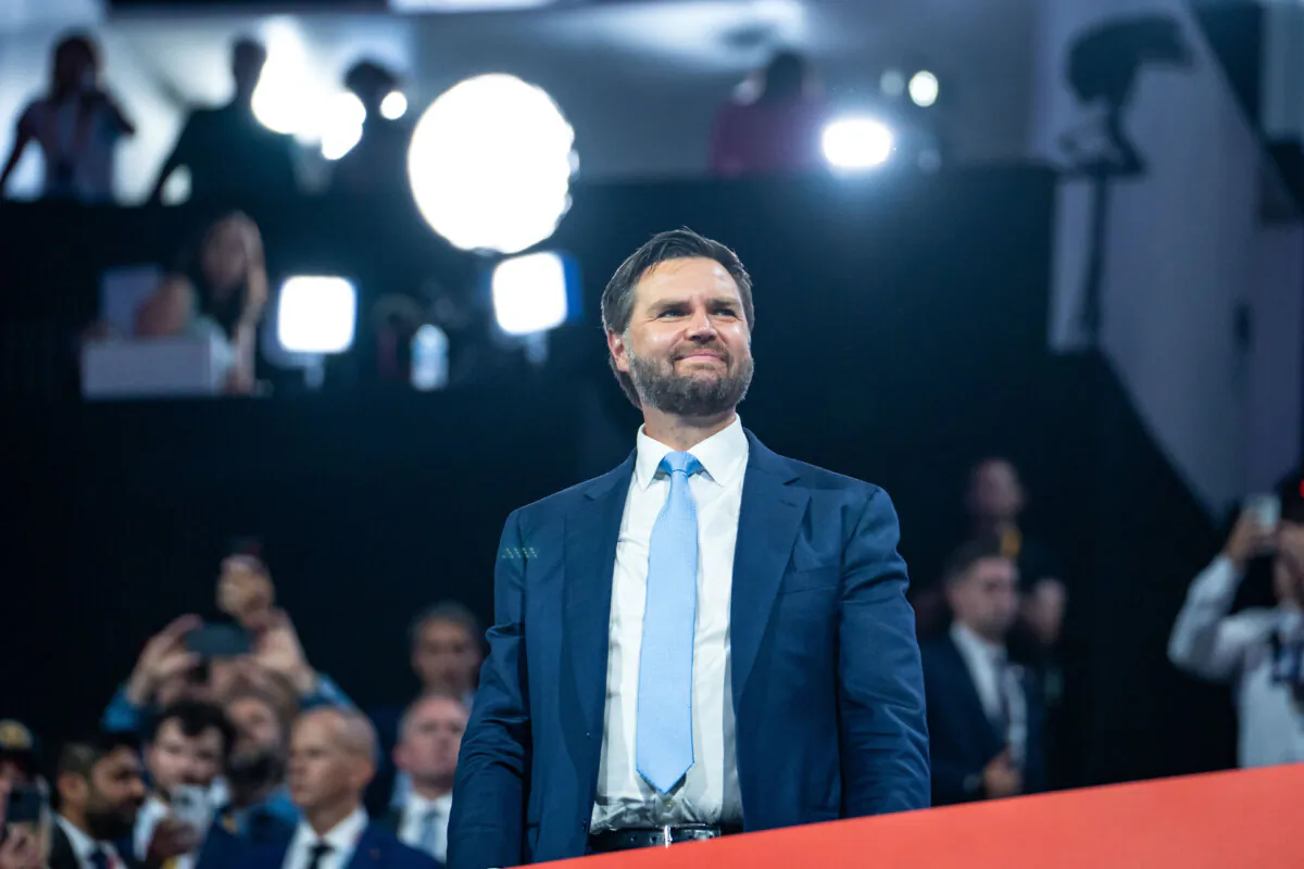 Republican vice presidential nominee Sen. JD Vance (R-Ohio) attends the 2024 RNC in Milwaukee, Wis., on July 15, 2024. (Madalina Vasiliu/The Epoch Times)