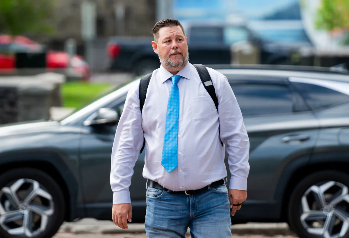 Freedom Convoy organizer Pat King arrives for his trial at the courthouse in Ottawa, on May 16, 2024. (The Canadian Press/Spencer Colby)