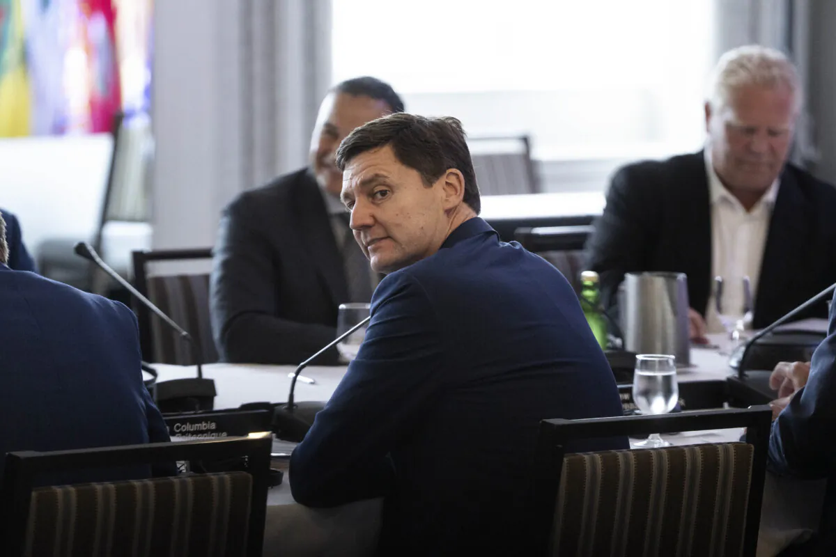 British Columbia Premier David Eby looks on prior to a photo opportunity with Canada's premiers at the Council of the Federation meetings in Halifax on July 16, 2024. (The Canadian Press/Darren Calabrese)