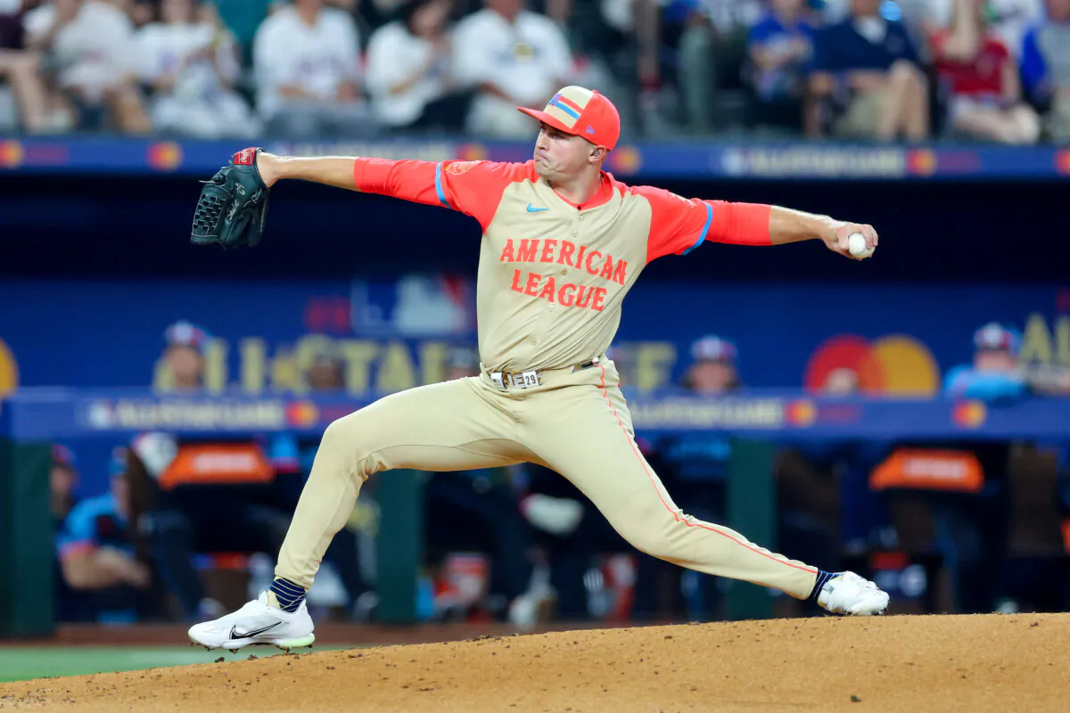 Tarik Skubal #29 of the Detroit Tigerspitches in the second inning during the 94th MLB All-Star Game presented by Mastercard at Globe Life Field in Arlington, Texas., on July 16, 2024. (Stacy Revere/Getty Images)