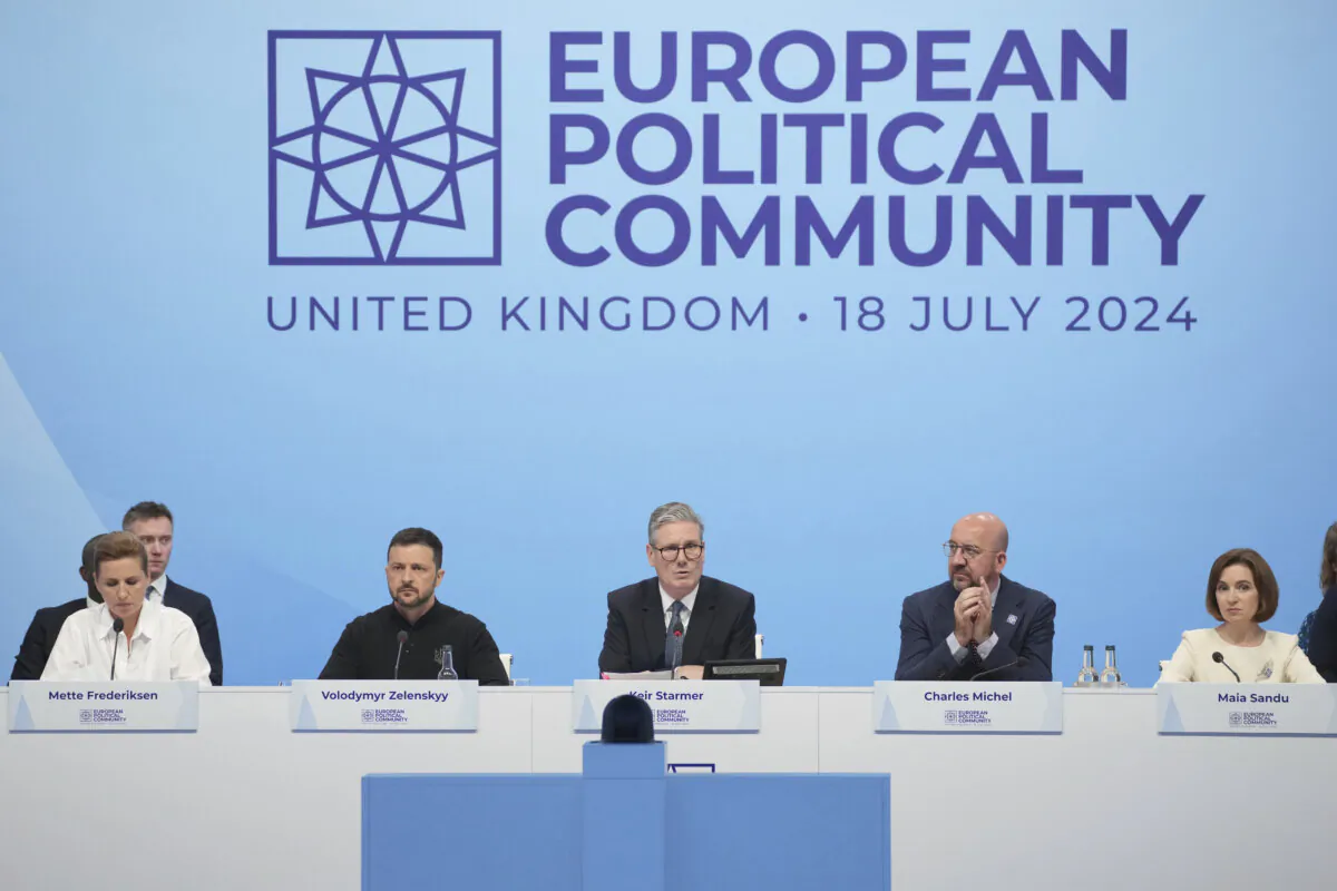 Prime Minister Sir Keir Starmer makes remarks at the opening plenary session at the European Political Community summit at Blenheim Palace in Woodstock, Oxfordshire on Thursday July 18, 2024. (Kin Cheung/PA Wire)