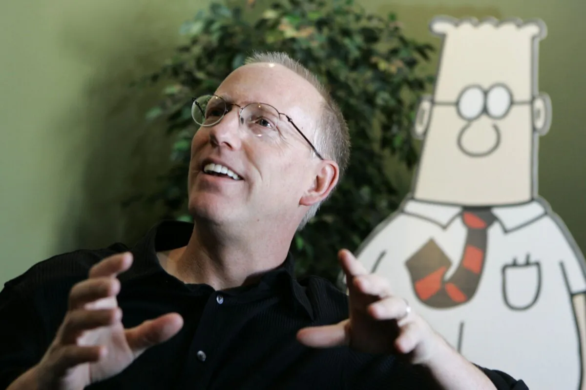 Scott Adams, creator of the comic strip “Dilbert,” talks about his work at his studio in Dublin, Calif., on Oct. 26, 2006. (AP Photo/Marcio Jose Sanchez)