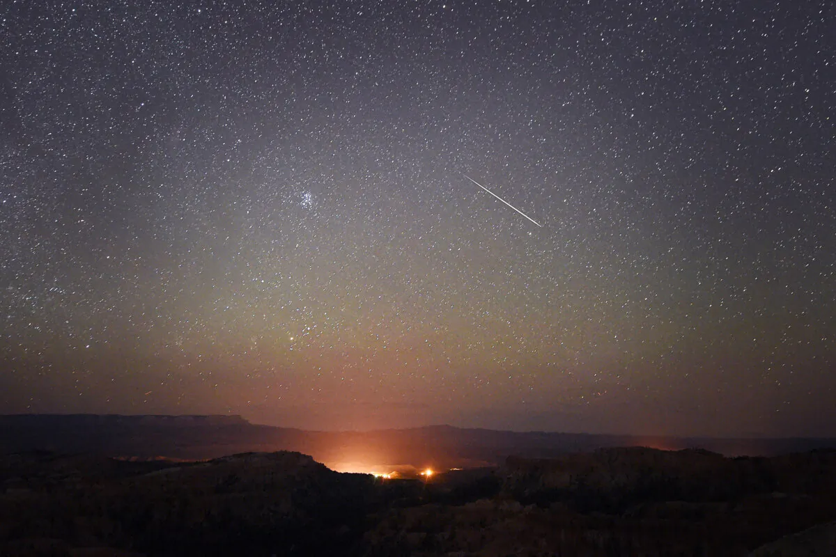 A meteor shower seen over Bryce Canyon National Park, Utah, in 2016. (Ethan Miller via Getty Images)