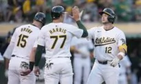 Schuemann Homers, Drives in 4 and Athletics Beat Angels 13–3