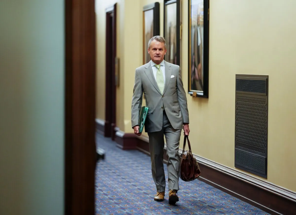Then-Labour and Seniors Minister Seamus O’Regan arrives to a caucus meeting on Parliament Hill in Ottawa on June 19, 2024. (The Canadian Press/Sean Kilpatrick)