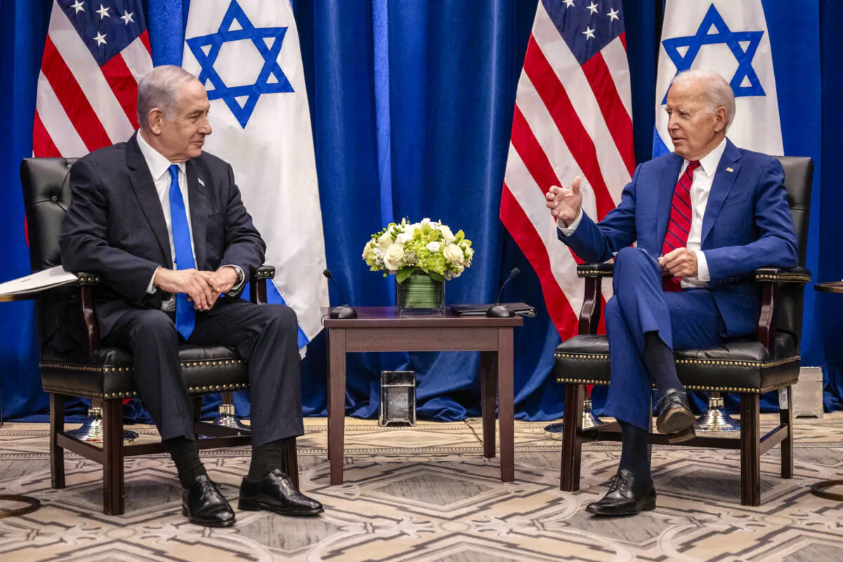 US President Joe Biden meets with Israeli Prime Minister Benjamin Netanyahu on the sidelines of the 78th United Nations General Assembly in New York City on Sept. 20, 2023. (Jim Watson/AFP via Getty Images)