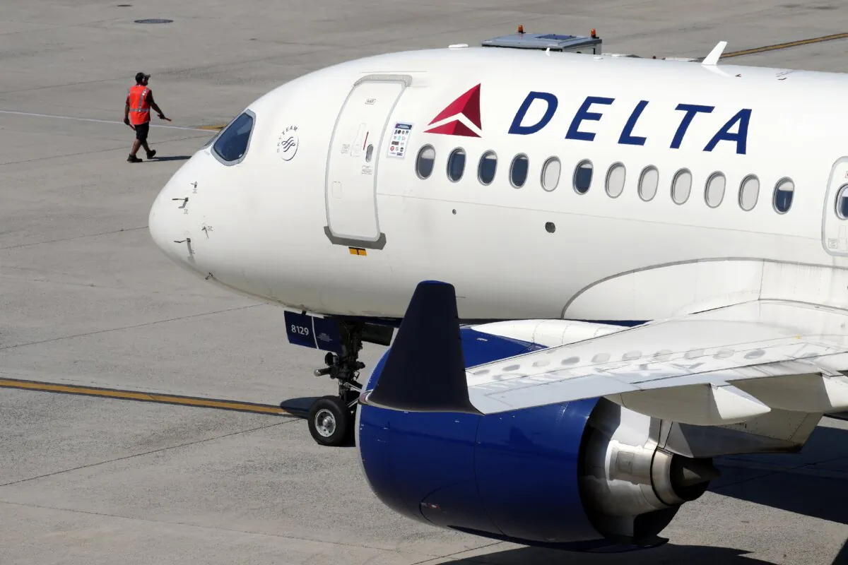 A Delta Air Lines jet leaves the gate at Logan International Airport in Boston, on July 19, 2024. (Michael Dwyer/AP Photo)